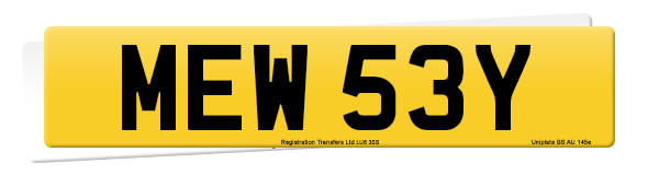 Registration number MEW 53Y